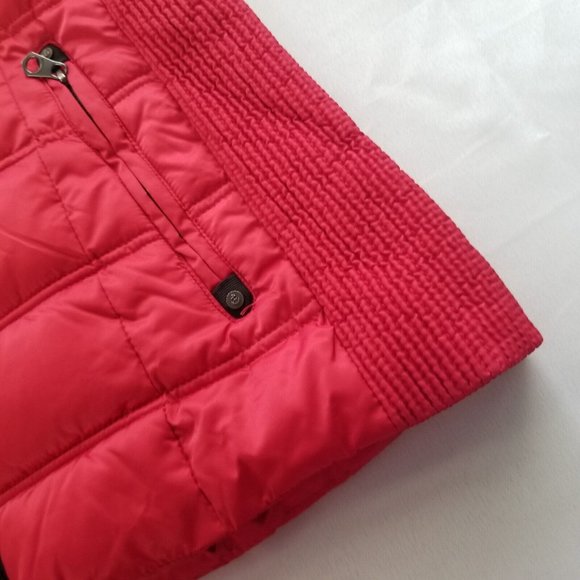 NAUTICA PUFFER COAT WOMENS MEDIUM RED BLACK FAUX FUR TRIM WATER RESISTANT NWT - Picture 10 of 12